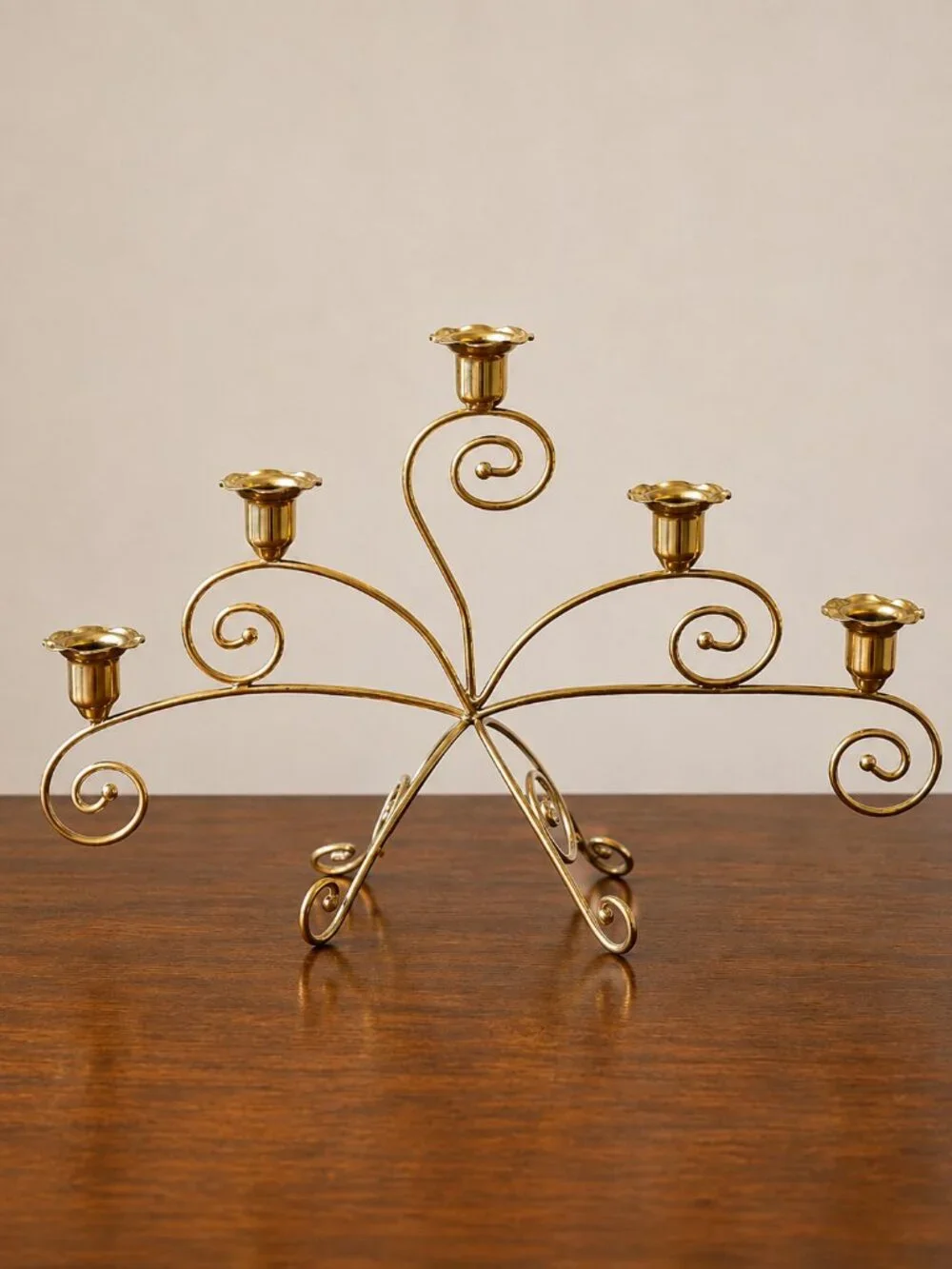 VTG Home Interiors Homco Gold Brass 5 Candle Votive Cup Candelabra Centerpiece